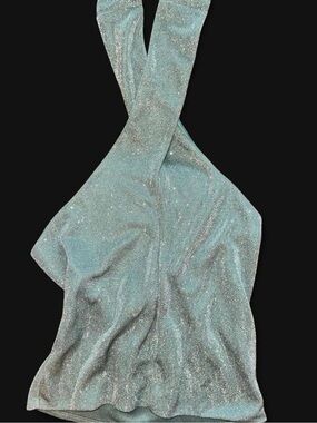 Shimmer Aqua Halter Neck Dress
